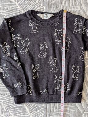 H&M Girl 100% Cotton Black Kitty Sweater